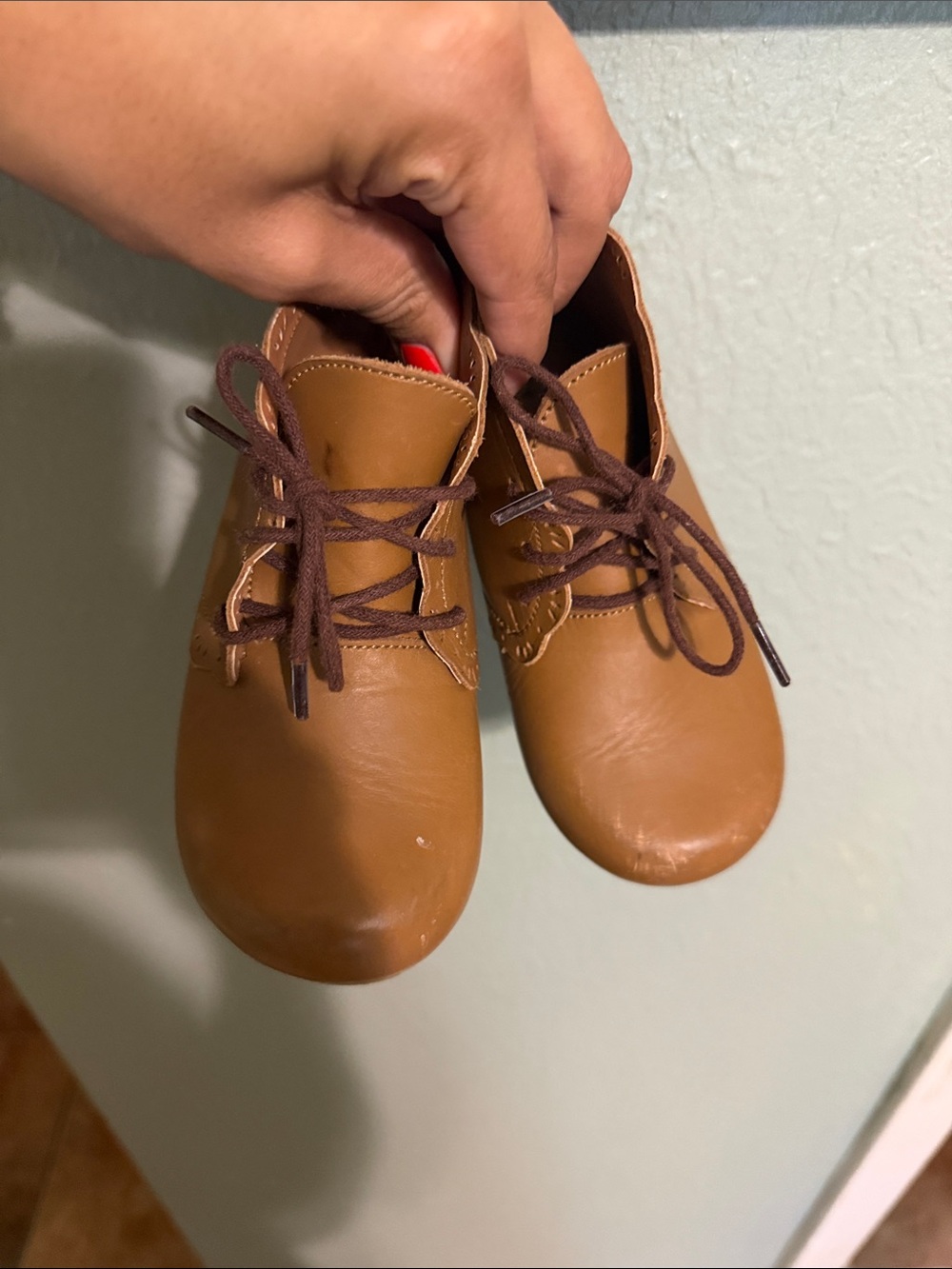 Toddler Tan Lace-Up Dress Shoes